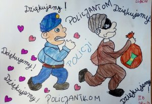 rysunek - policjant goni złodzieja